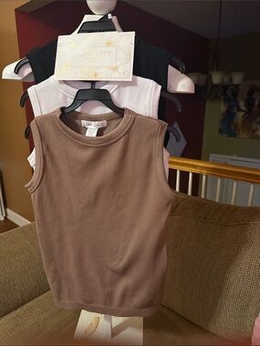 Soho Lady Ribbed Tank Top in Brown - Sleeveless Everyday Layering
